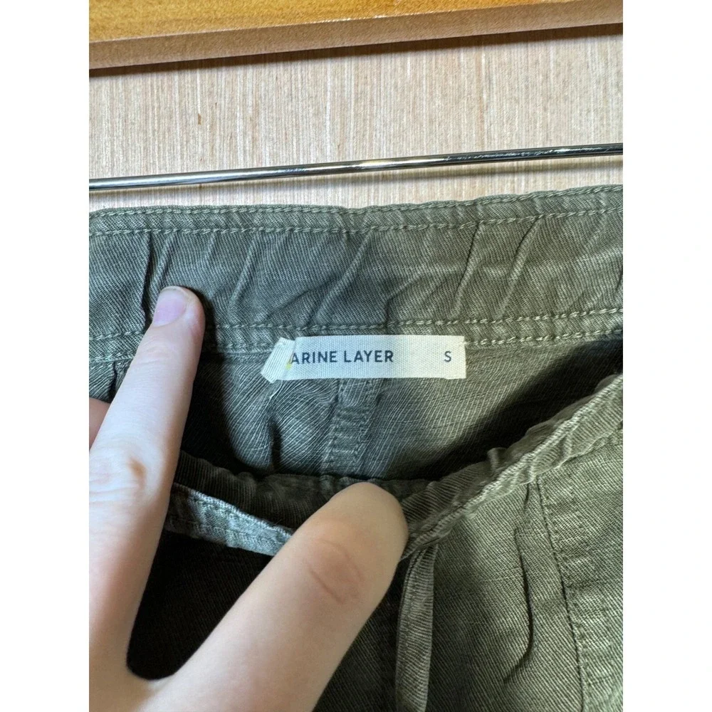 Marine Layer Womens Olive Green Drawstring Waist Linen Lyocell Jogger Pants S - Picture 5 of 7